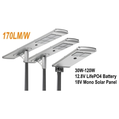 Đèn đường ngoài trời chạy bằng năng lượng mặt trời cao Lumens 170lm / w 60W SMD cho đường