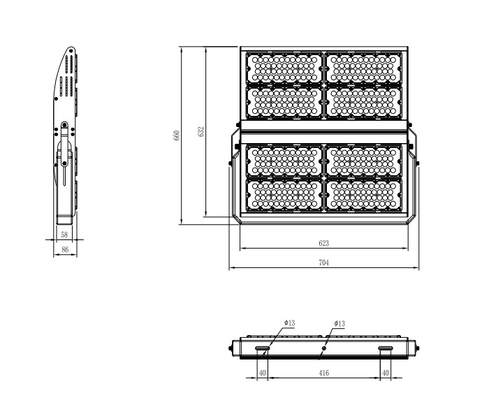 Inventory Driver Led Đèn chiếu sáng lũ Nhà ở bằng nhôm 800W 960W cho siêu thị nhà máy
